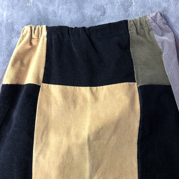 Women's Patchwork Maxi Skirt Heavy Corduroy Hippie Festival Size XL Brown Tan - Picture 6 of 8